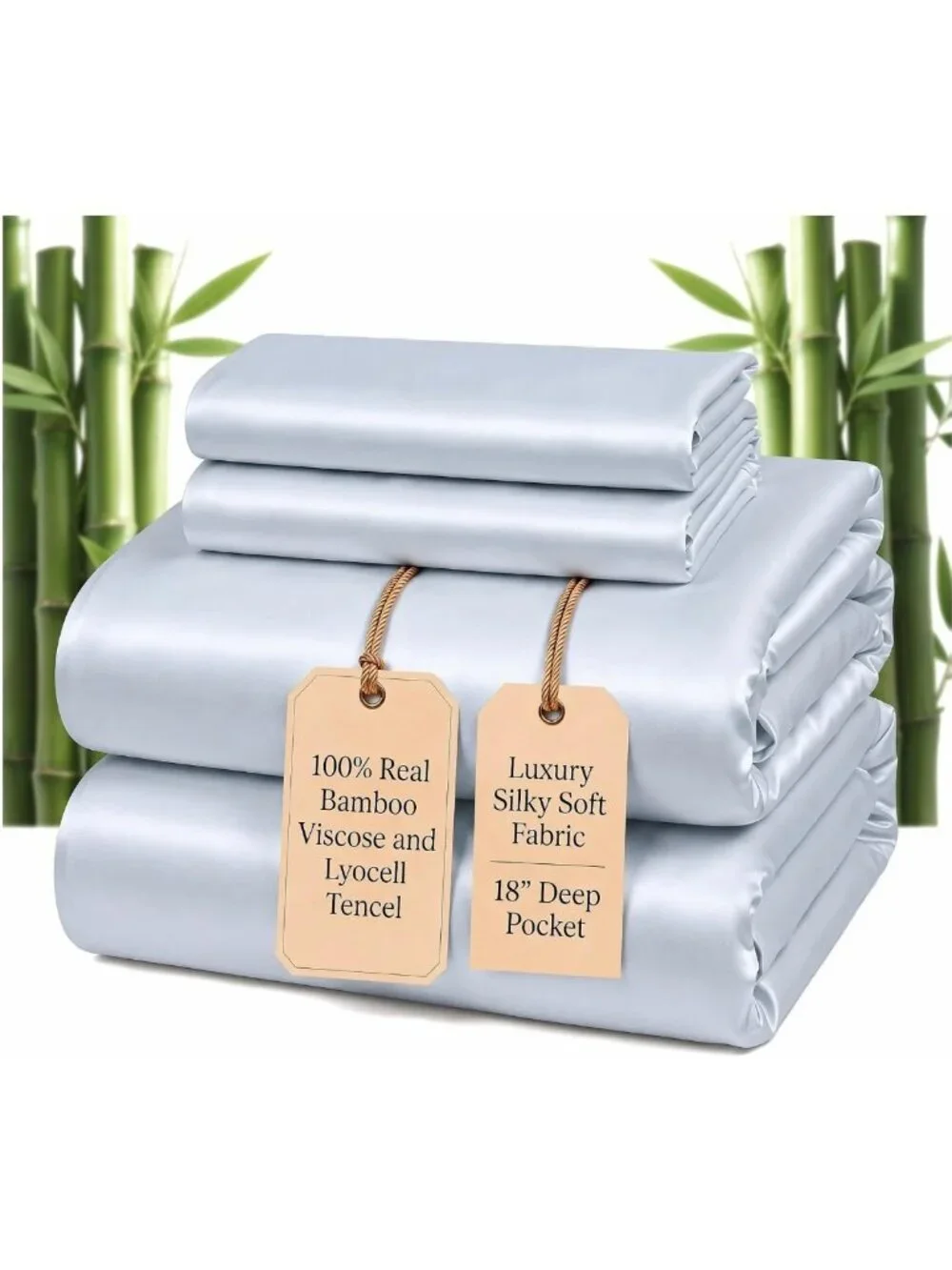 Luxury Cooling Bamboo Viscose King Sheets Set | Silky Soft, Deep Pocket